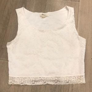 white lace crop top